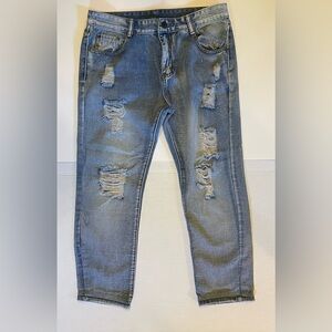 Men's Distressed Blue Jeans